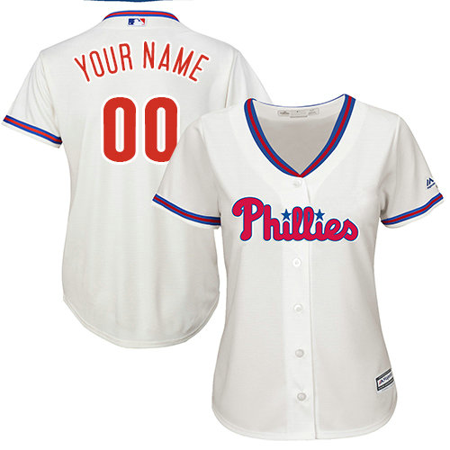 Women's Custom Philadelphia Phillies Replica Cream Alternate Cool Base Jersey
