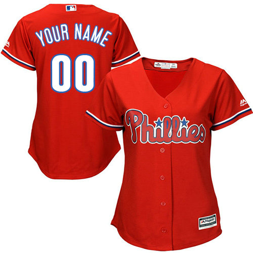 Women's Custom Philadelphia Phillies Authentic Red Alternate Cool Base Jersey