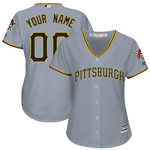 Women's Custom Pittsburgh Pirates Replica Grey Road Cool Base Jersey