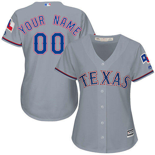 Women's Custom Texas Rangers Replica Grey Road Cool Base Jersey
