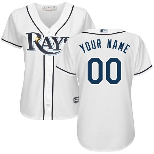 Women's Custom Tampa Bay Rays Authentic White Home Cool Base Jersey Women's Custom Tampa Bay Rays Authentic White Home Cool Base Jersey