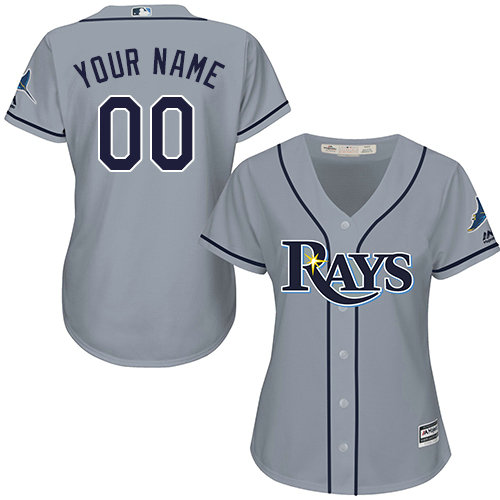 Women's Custom Tampa Bay Rays Replica Grey Road Cool Base Jersey