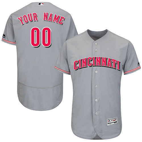 Custom Cincinnati Reds Grey Flexbase Authentic Collection Jersey