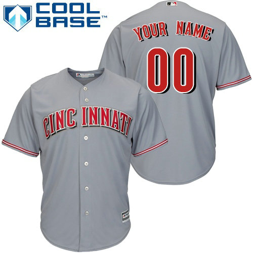 Custom Cincinnati Reds Replica Grey Road Cool Base Jersey Custom Cincinnati Reds Replica Grey Road Cool Base Jersey