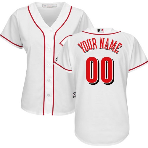 Women's Custom Cincinnati Reds Authentic White Home Cool Base Jersey Women's Custom Cincinnati Reds Authentic White Home Cool Base Jersey