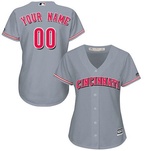 Women's Custom Cincinnati Reds Replica Grey Road Cool Base Jersey Women's Custom Cincinnati Reds Replica Grey Road Cool Base Jersey
