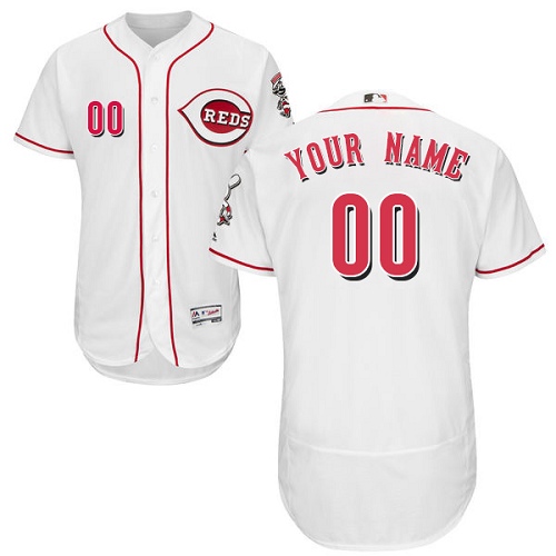 Custom Cincinnati Reds White Flexbase Authentic Collection Jersey Custom Cincinnati Reds White Flexbase Authentic Collection Jersey