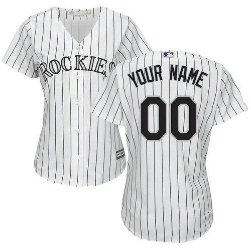 Women's Custom Colorado Rockies Replica White Home Cool Base Jersey Women's Custom Colorado Rockies Replica White Home Cool Base Jersey