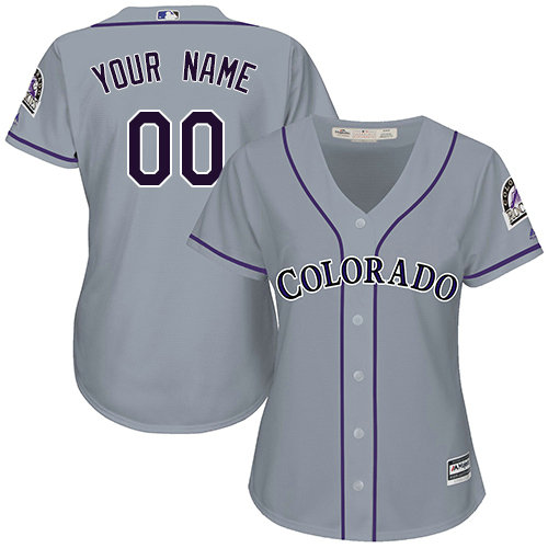 Women's Custom Colorado Rockies Authentic Grey Road Cool Base Jersey Women's Custom Colorado Rockies Authentic Grey Road Cool Base Jersey