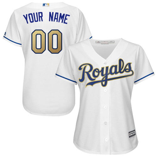 Women's Custom Kansas City Royals Replica White Home Cool Base Jersey Women's Custom Kansas City Royals Replica White Home Cool Base Jersey