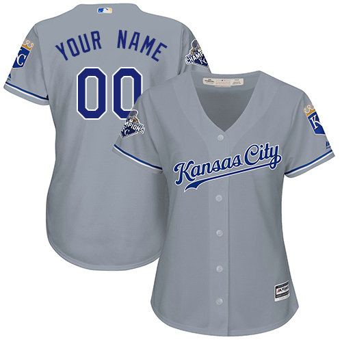 Women's Custom Kansas City Royals Authentic Grey Road Cool Base Jersey Women's Custom Kansas City Royals Authentic Grey Road Cool Base Jersey