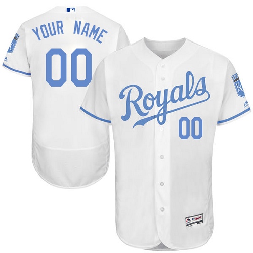 Custom Kansas City Royals Authentic White 2016 Father's Day Fashion Flex Base Jersey