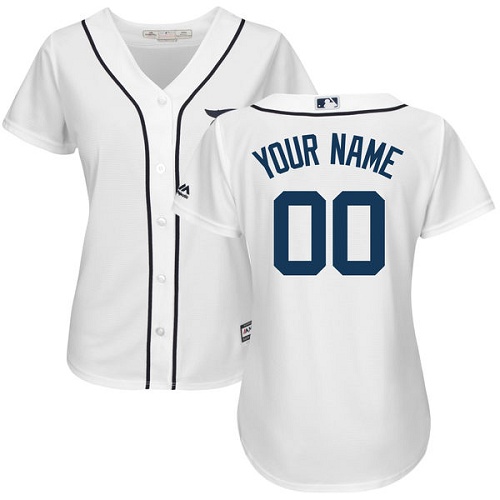 Women's Custom Detroit Tigers Authentic White Home Cool Base Jersey Women's Custom Detroit Tigers Authentic White Home Cool Base Jersey