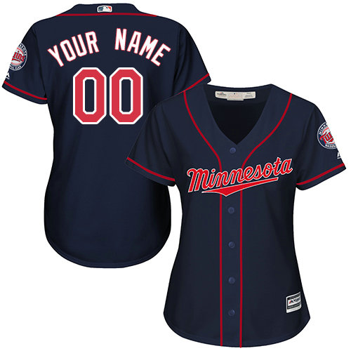 Women's Custom Minnesota Twins Authentic Navy Blue Alternate Road Cool Base Jersey