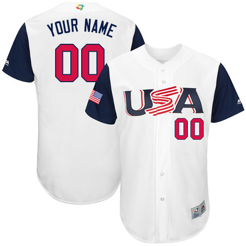 Custom USA Baseball White 2017 World Baseball Classic Authentic Team Jersey Custom USA Baseball White 2017 World Baseball Classic Authentic Team Jersey