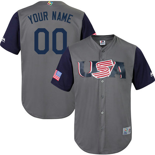 Custom USA Baseball Gray 2017 World Baseball Classic Replica Team Jersey Custom USA Baseball Gray 2017 World Baseball Classic Replica Team Jersey