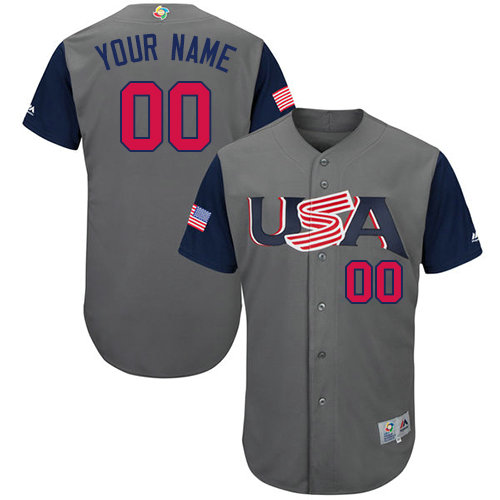 Youth Custom USA Baseball Gray 2017 World Baseball Classic Authentic Team Jersey Youth Custom USA Baseball Gray 2017 World Baseball Classic Authentic Team Jersey