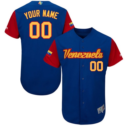 Custom Venezuela Baseball Royal Blue 2017 World Baseball Classic Authentic Team Jersey
