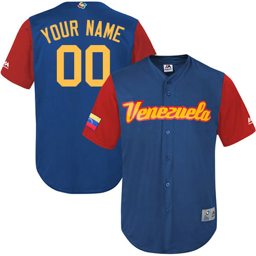 Custom Venezuela Baseball Royal Blue 2017 World Baseball Classic Replica Team Jersey