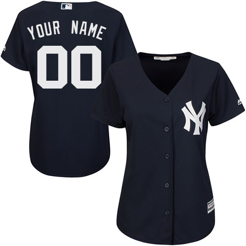 Women's Custom New York Yankees Replica Navy Blue Alternate Jersey Women's Custom New York Yankees Replica Navy Blue Alternate Jersey