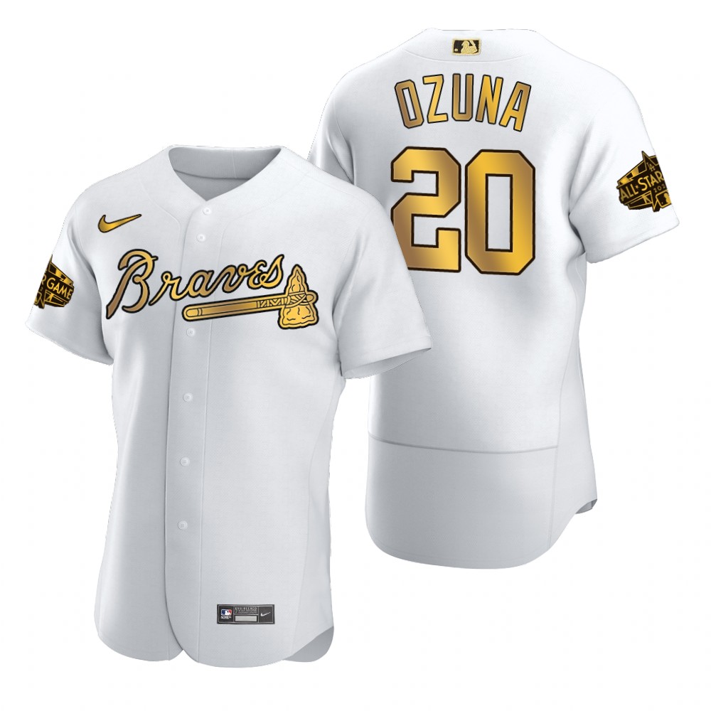 Marcell Ozuna Atlanta Braves White Gold 2022 MLB All-Star Game Jersey Marcell Ozuna Atlanta Braves White Gold 2022 MLB All-Star Game Jersey