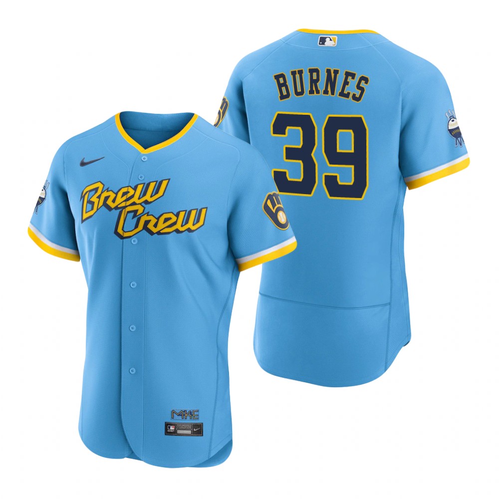 Milwaukee Brewers Corbin Burnes Powder Blue 2022 City Connect Authentic Jersey