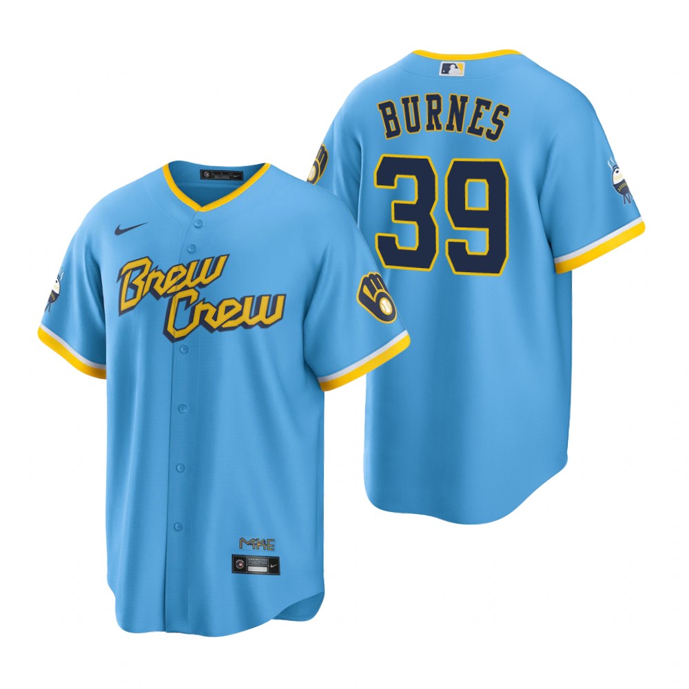 Milwaukee Brewers Corbin Burnes Powder Blue 2022 City Connect Replica Jersey Milwaukee Brewers Corbin Burnes Powder Blue 2022 City Connect Replica Jersey