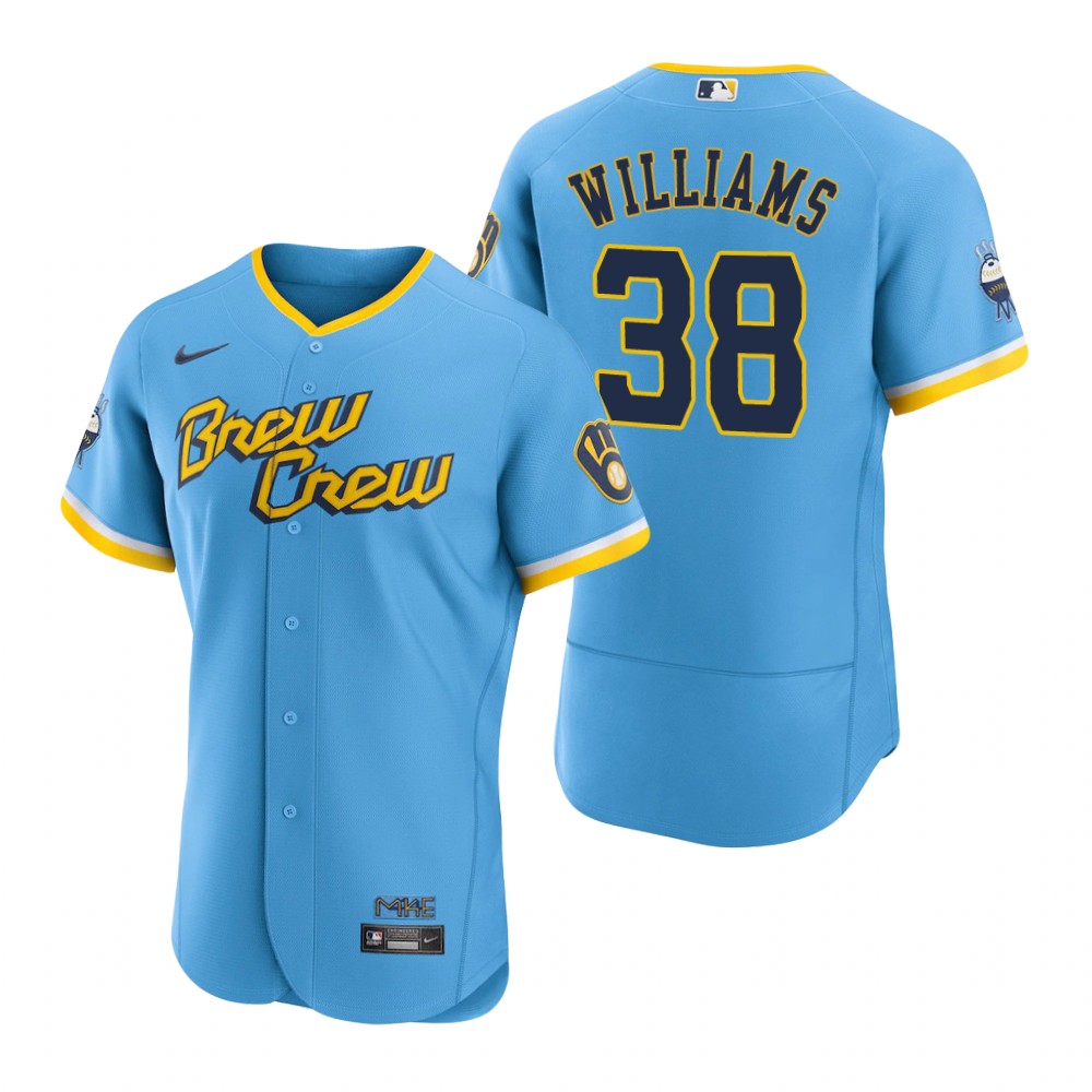 Milwaukee Brewers Devin Williams Powder Blue 2022 City Connect Authentic Jersey Milwaukee Brewers Devin Williams Powder Blue 2022 City Connect Authentic Jersey