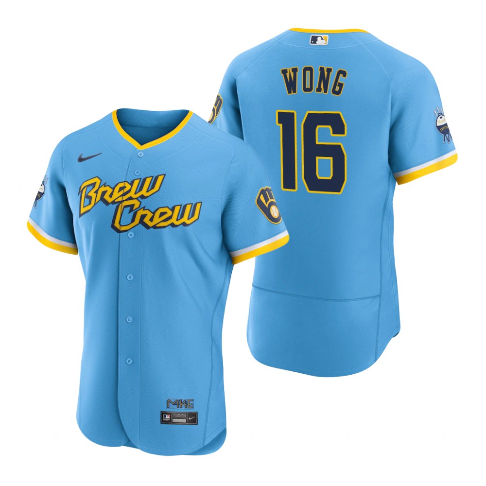 Milwaukee Brewers Kolten Wong Powder Blue 2022 City Connect Authentic Jersey