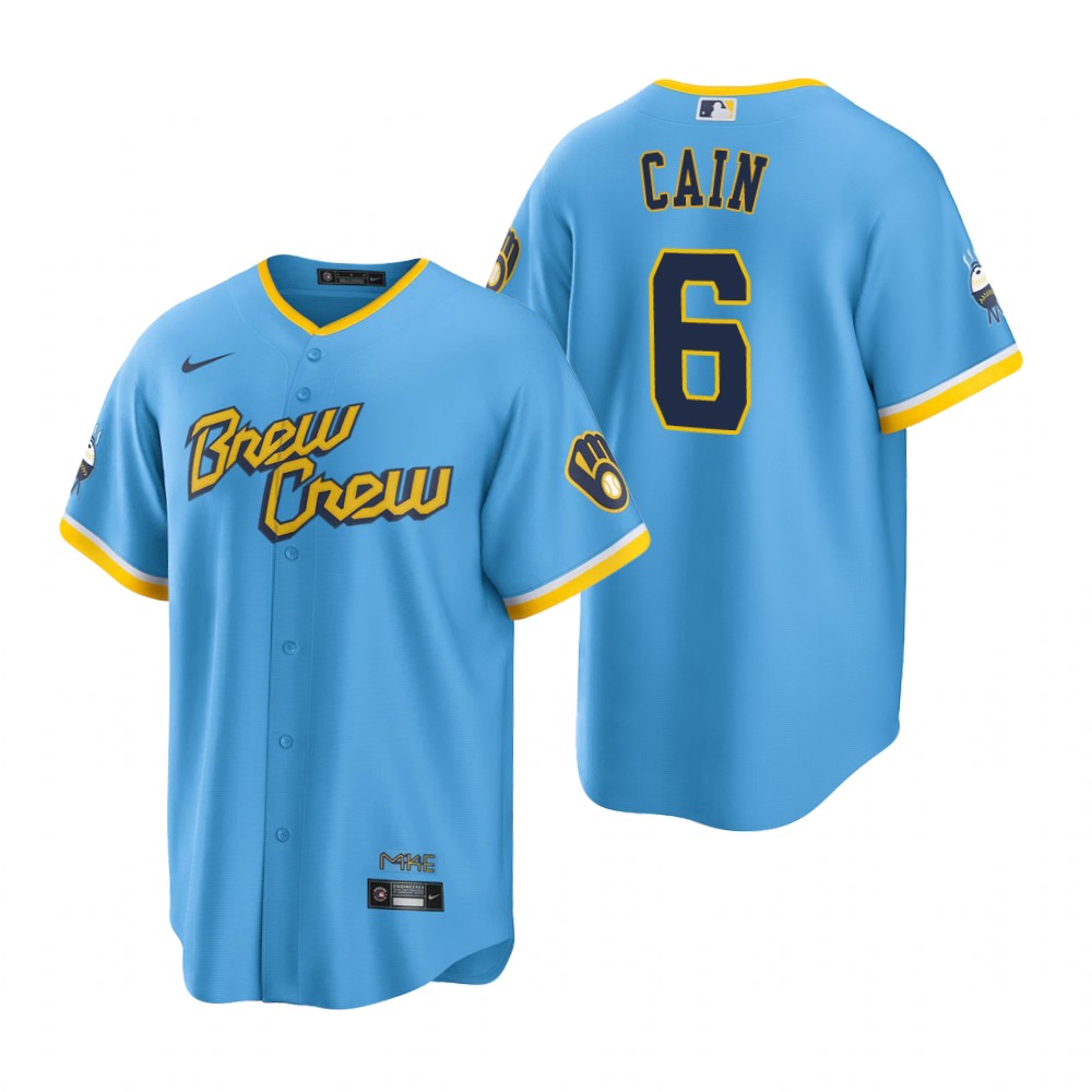 Milwaukee Brewers Lorenzo Cain Powder Blue 2022 City Connect Replica Jersey Milwaukee Brewers Lorenzo Cain Powder Blue 2022 City Connect Replica Jersey