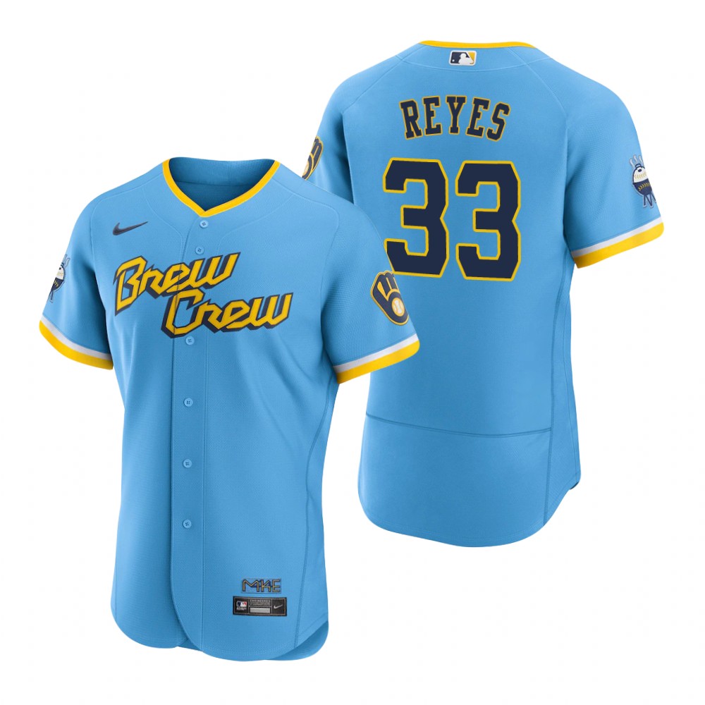 Milwaukee Brewers Pablo Reyes Powder Blue 2022 City Connect Authentic Jersey Milwaukee Brewers Pablo Reyes Powder Blue 2022 City Connect Authentic Jersey