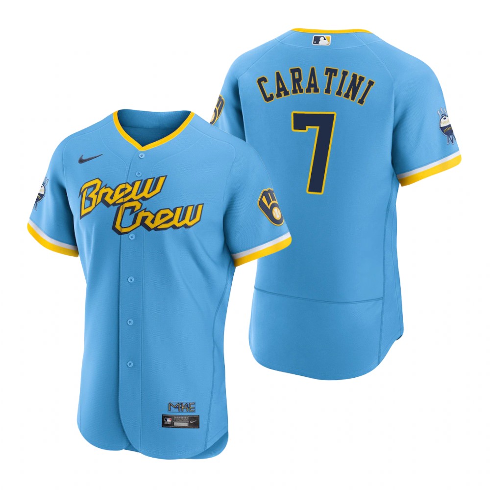 Milwaukee Brewers Victor Caratini Powder Blue 2022 City Connect Authentic Jersey Milwaukee Brewers Victor Caratini Powder Blue 2022 City Connect Authentic Jersey