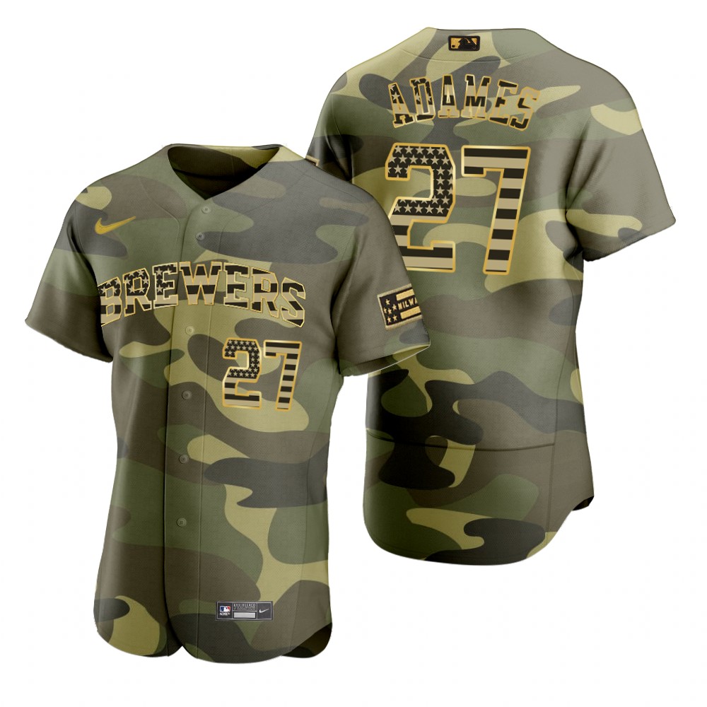 Milwaukee Brewers Willy Adames Camo Authentic 2022 Armed Forces Day Jersey Milwaukee Brewers Willy Adames Camo Authentic 2022 Armed Forces Day Jersey