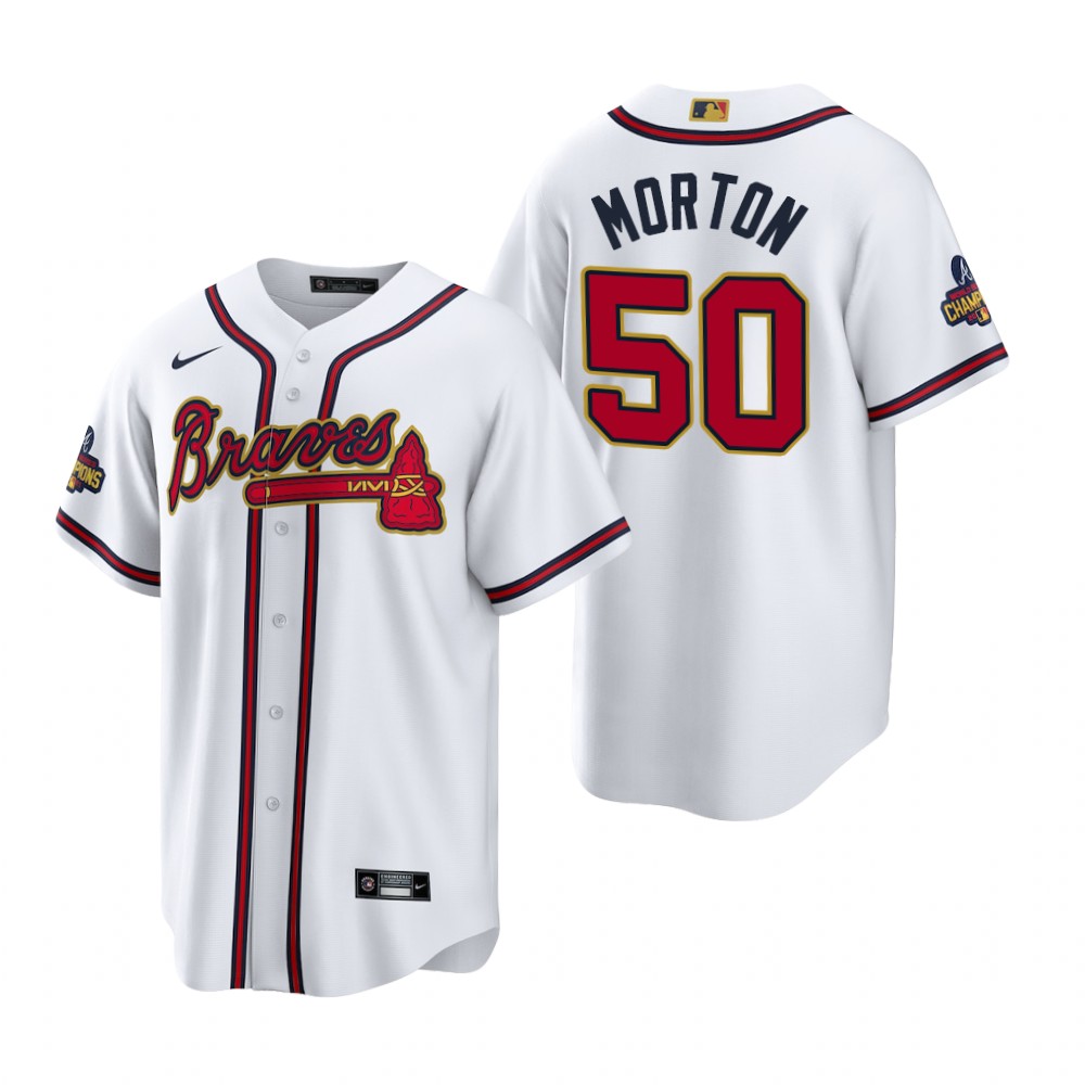 Charlie Morton Atlanta Braves White 2022 Gold Program Replica Jersey Charlie Morton Atlanta Braves White 2022 Gold Program Replica Jersey
