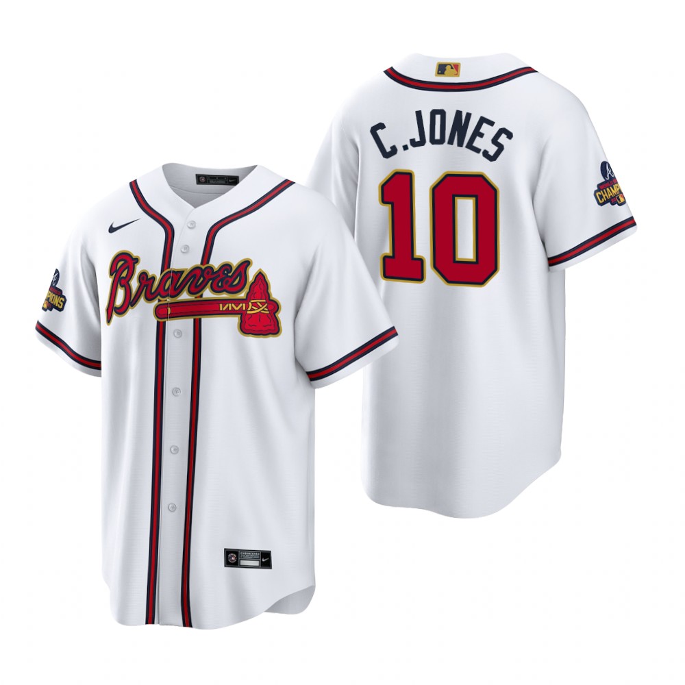 Chipper Jones Atlanta Braves White 2022 Gold Program Replica Jersey Chipper Jones Atlanta Braves White 2022 Gold Program Replica Jersey