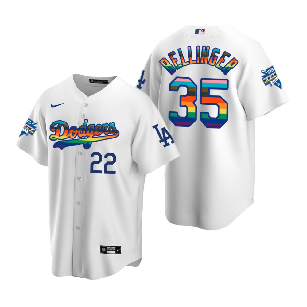 Los Angeles Dodgers Cody Bellinger White 2022 Pride Night LGBTQ Jersey Los Angeles Dodgers Cody Bellinger White 2022 Pride Night LGBTQ Jersey