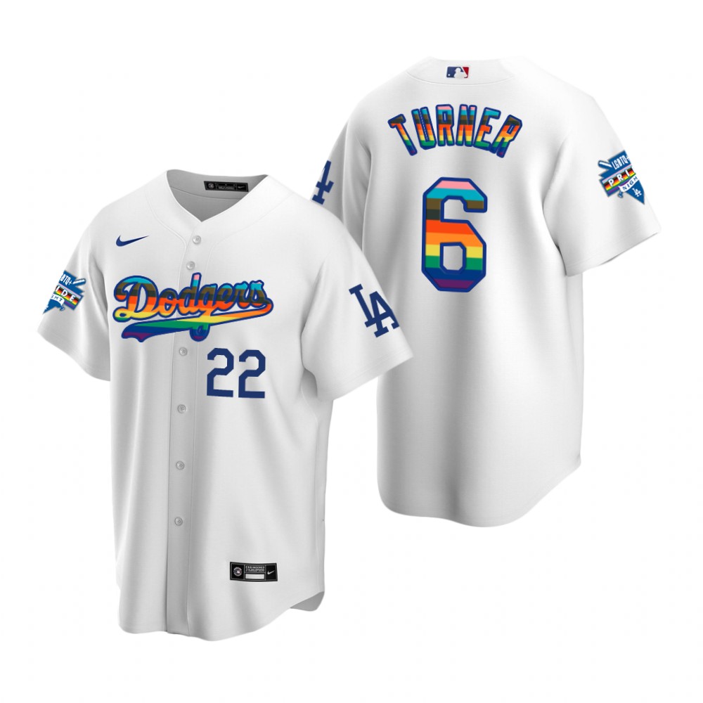 Los Angeles Dodgers Trea Turner White 2022 Pride Night LGBTQ Jersey