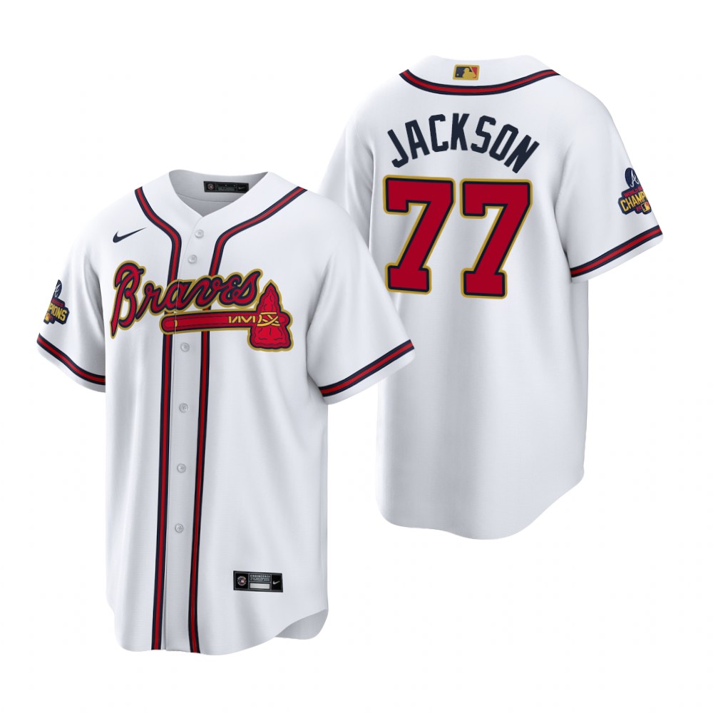 Luke Jackson Atlanta Braves White 2022 Gold Program Replica Jersey Luke Jackson Atlanta Braves White 2022 Gold Program Replica Jersey