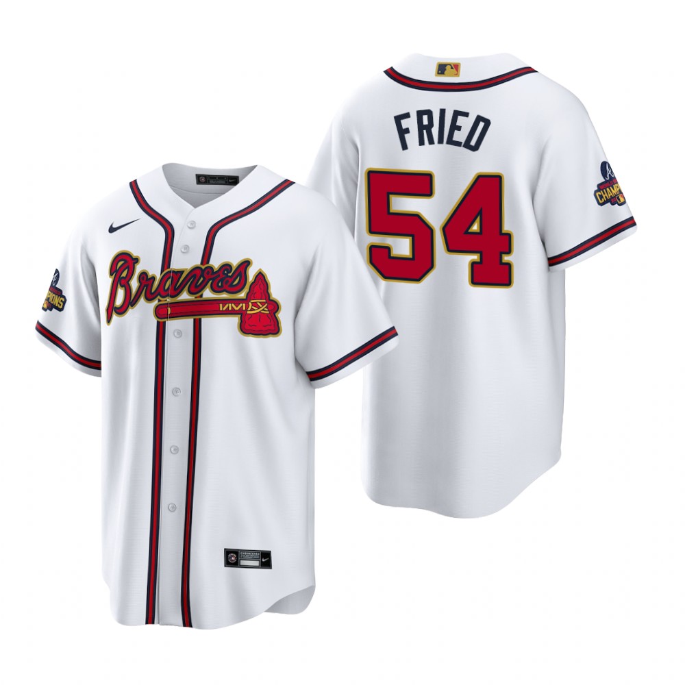 Max Fried Atlanta Braves White 2022 Gold Program Replica Jersey Max Fried Atlanta Braves White 2022 Gold Program Replica Jersey