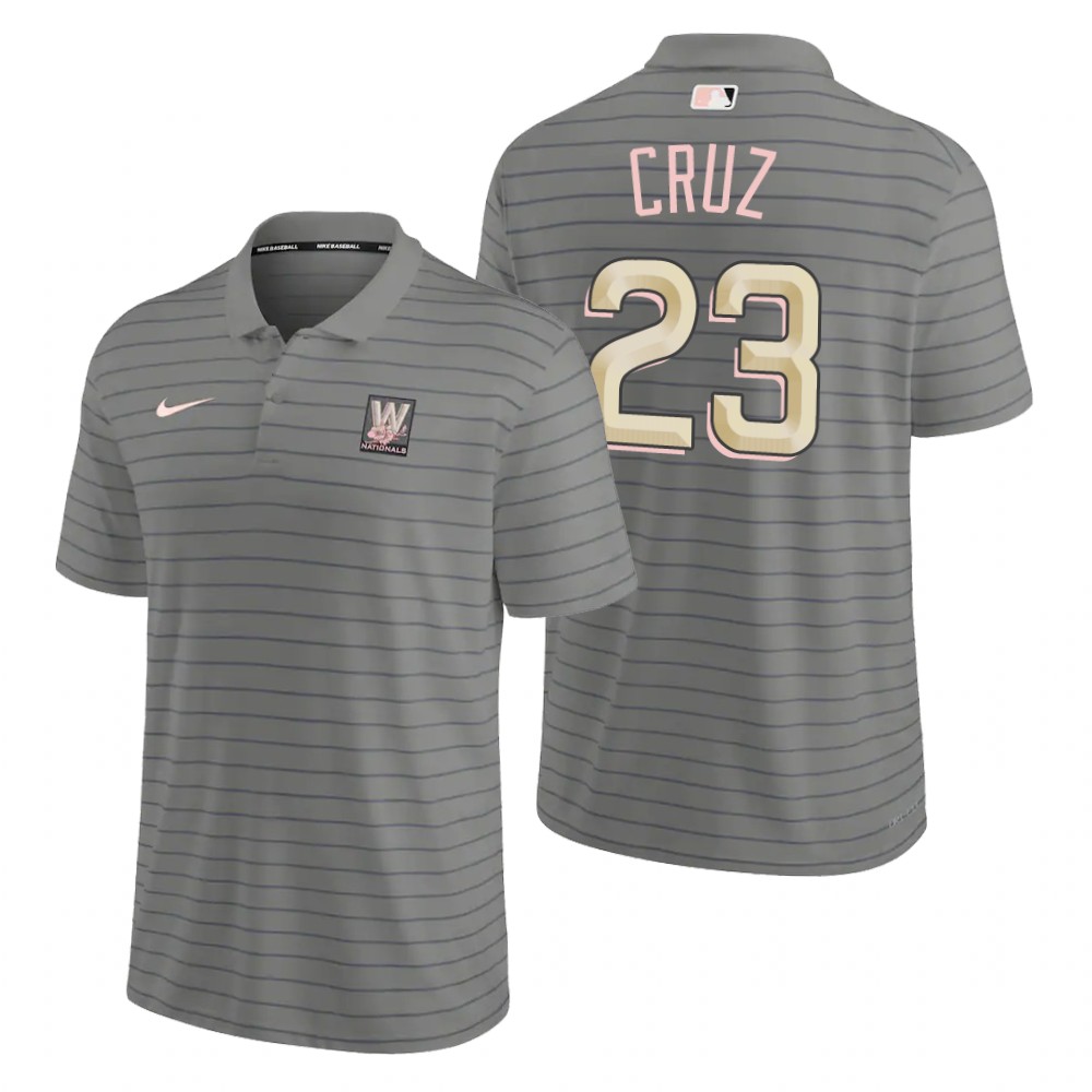 Washington Nationals Nelson Cruz Gray 2022 City Connect Franchise Polo