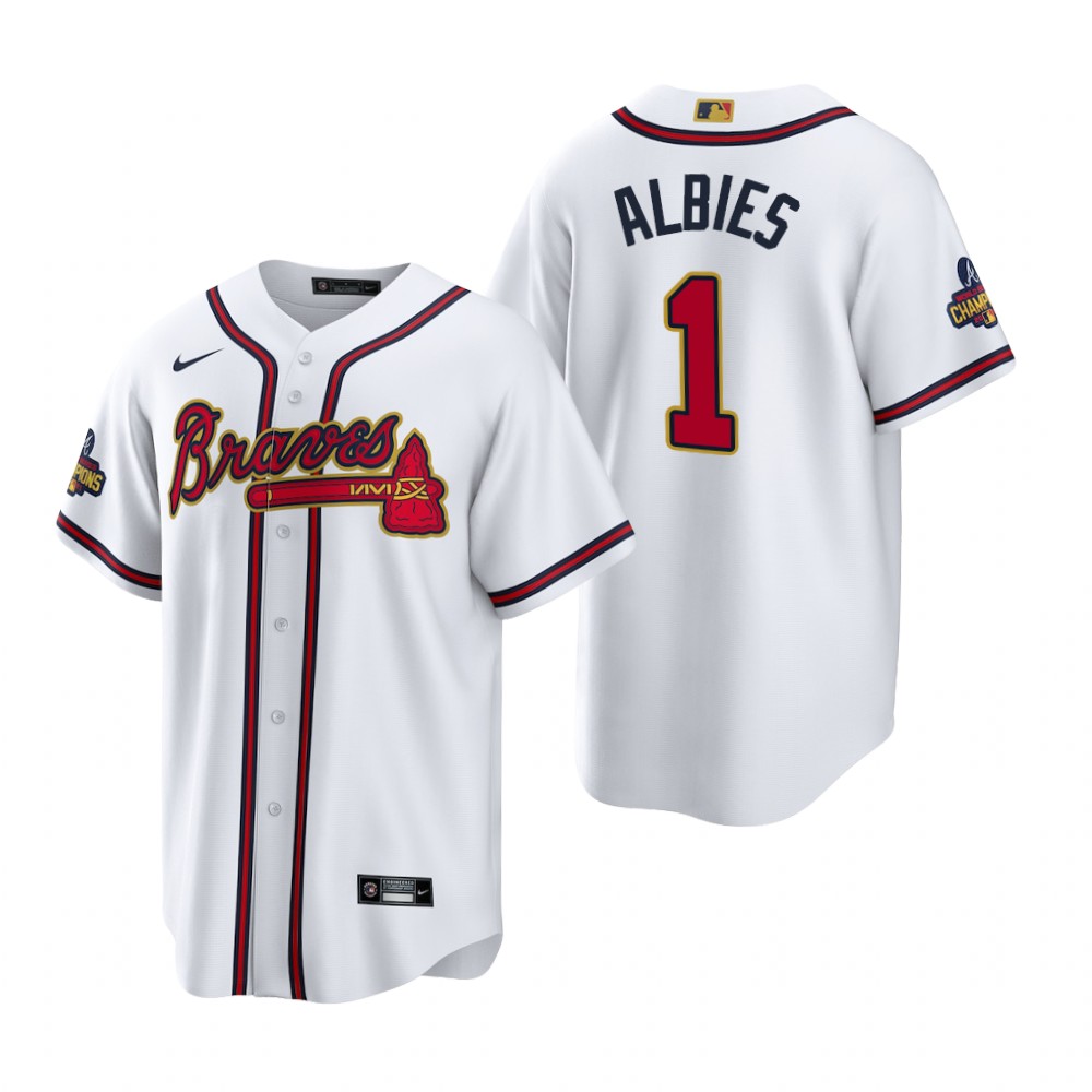 Ozzie Albies Atlanta Braves White 2022 Gold Program Replica Jersey Ozzie Albies Atlanta Braves White 2022 Gold Program Replica Jersey