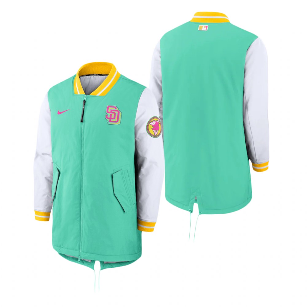 San Diego Padres Mint 2022 City Connect Authentic Dugout Full-Zip Jacket Men's San Diego Padres Mint 2022 City Connect Authentic Dugout Full-Zip Jacket Men's