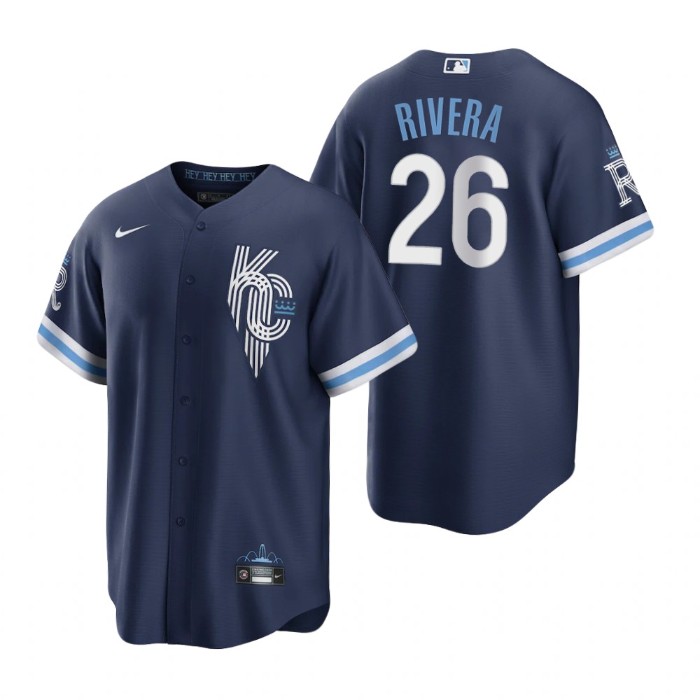 Kansas City Royals Emmanuel Rivera Navy 2022 City Connect Replica Jersey Kansas City Royals Emmanuel Rivera Navy 2022 City Connect Replica Jersey