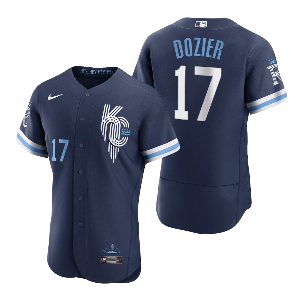 Kansas City Royals Hunter Dozier Navy 2022 City Connect Authentic Jersey