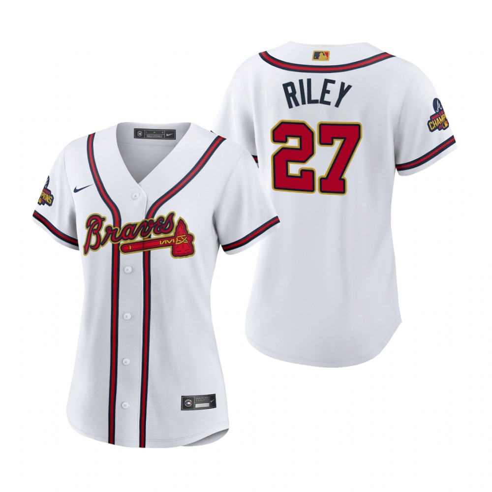 Women Austin Riley Atlanta Braves White 2022 Gold Program Replica Jersey Women Austin Riley Atlanta Braves White 2022 Gold Program Replica Jersey