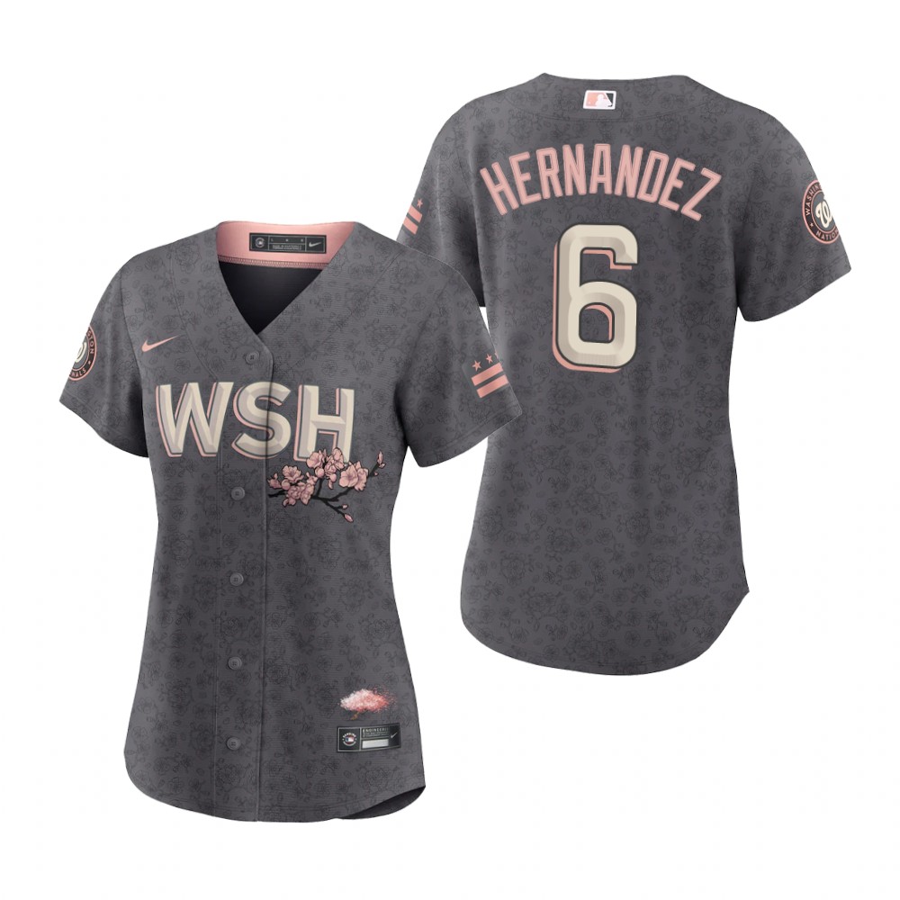 Women Washington Nationals Cesar Hernandez Gray 2022 City Connect Replica Jersey Women Washington Nationals Cesar Hernandez Gray 2022 City Connect Replica Jersey
