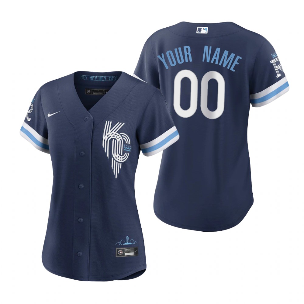 Women Kansas City Royals Custom Navy 2022 City Connect Replica Jersey Women Kansas City Royals Custom Navy 2022 City Connect Replica Jersey