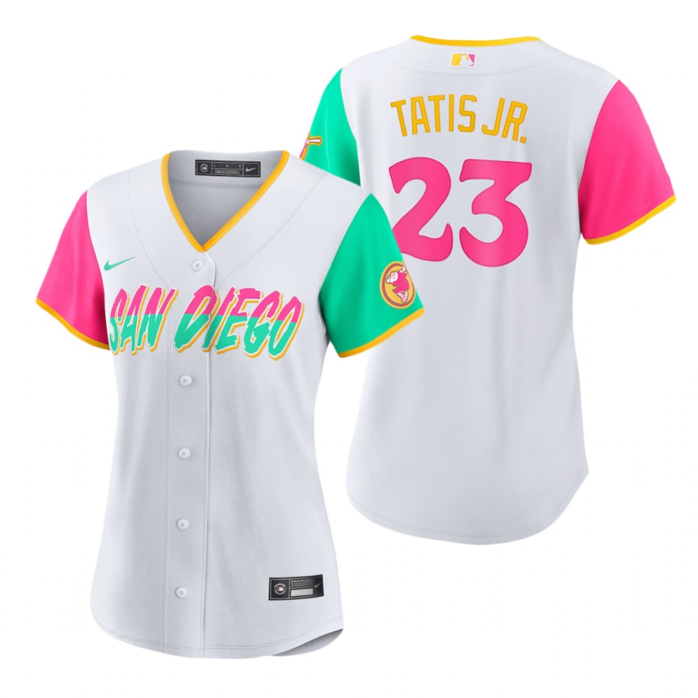 Women San Diego Padres Fernando Tatis Jr. White 2022 City Connect Replica Jersey Women San Diego Padres Fernando Tatis Jr. White 2022 City Connect Replica Jersey