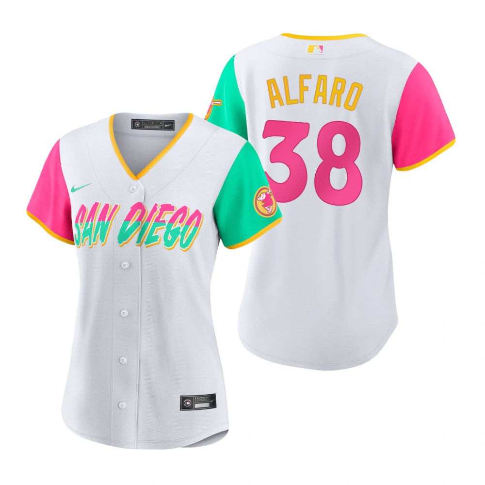 Women San Diego Padres Jorge Alfaro White 2022 City Connect Replica Jersey Women San Diego Padres Jorge Alfaro White 2022 City Connect Replica Jersey