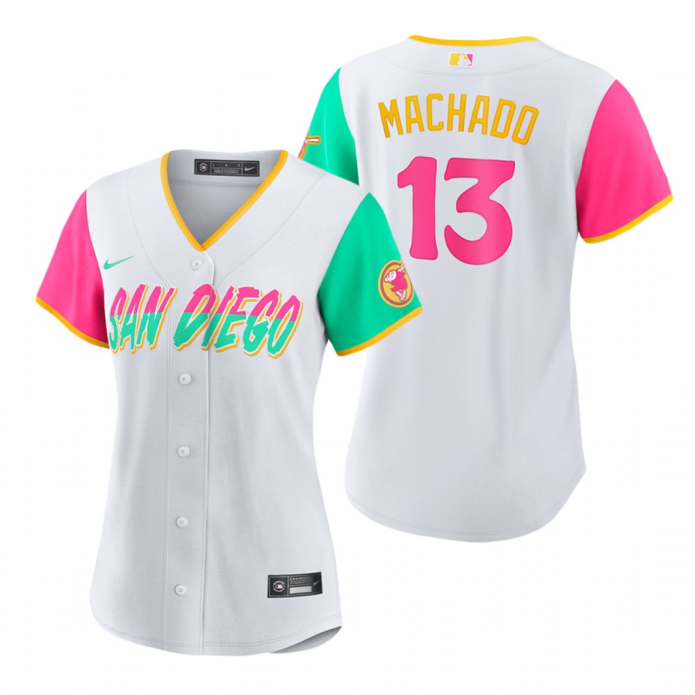 Women San Diego Padres Manny Machado White 2022 City Connect Replica Jersey Women San Diego Padres Manny Machado White 2022 City Connect Replica Jersey
